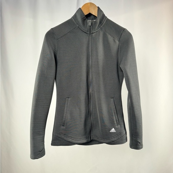 Adidas Golf Thumb Hole‎ Full Zip Textured Jacket in Black Size Small - Picture 1 of 7